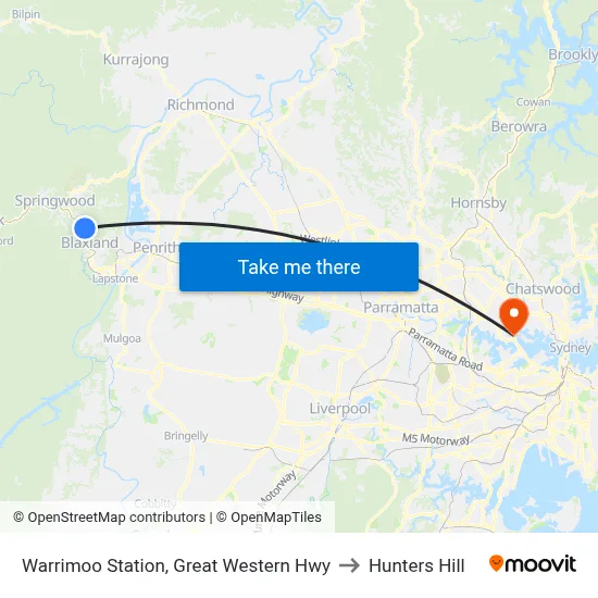 Warrimoo Station, Great Western Hwy to Hunters Hill map