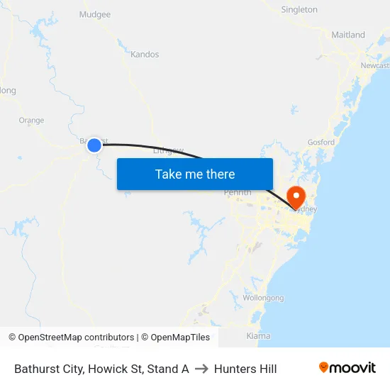 Bathurst City, Howick St, Stand A to Hunters Hill map
