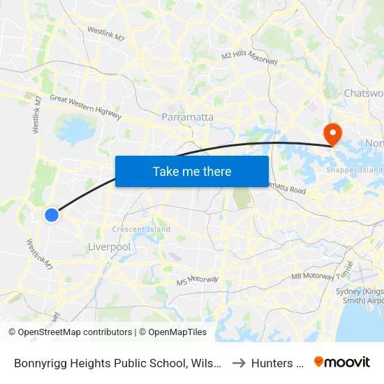 Bonnyrigg Heights Public School, Wilson Rd to Hunters Hill map