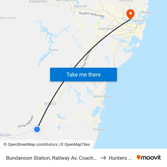 Bundanoon Station, Railway Av, Coach Bay to Hunters Hill map