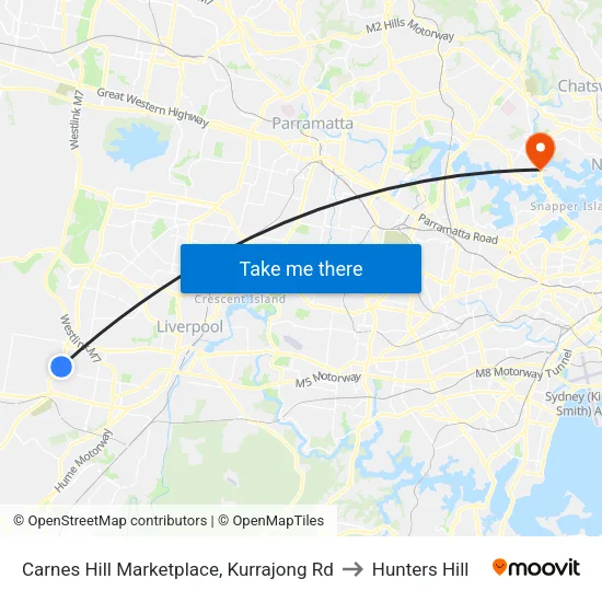 Carnes Hill Marketplace, Kurrajong Rd to Hunters Hill map