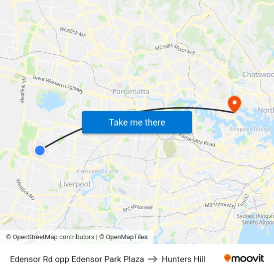 Edensor Rd opp Edensor Park Plaza to Hunters Hill map