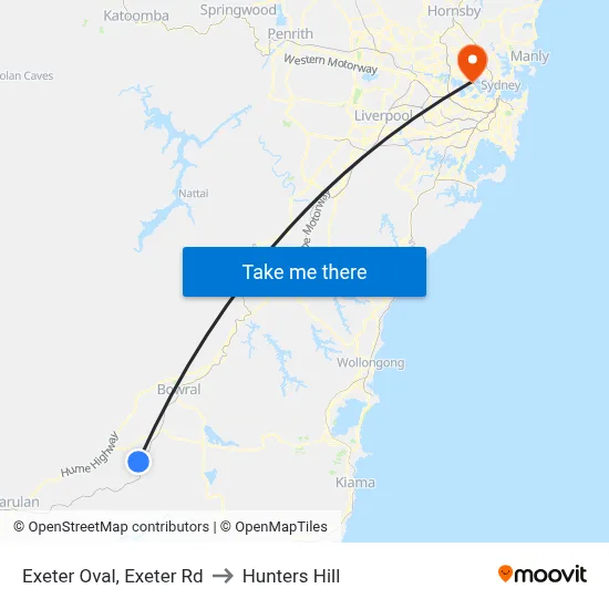 Exeter Oval, Exeter Rd to Hunters Hill map