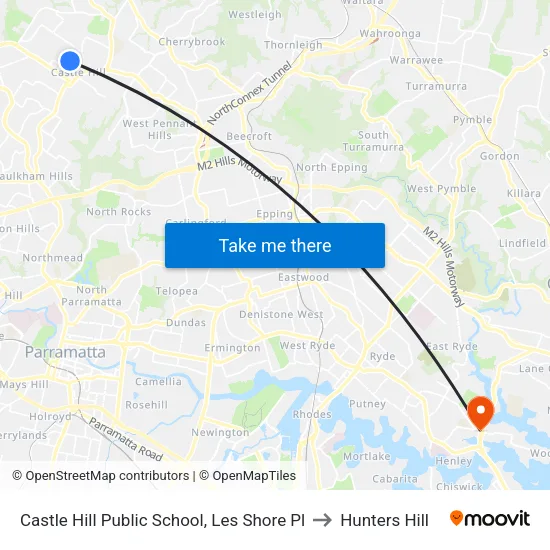 Castle Hill Public School, Les Shore Pl to Hunters Hill map