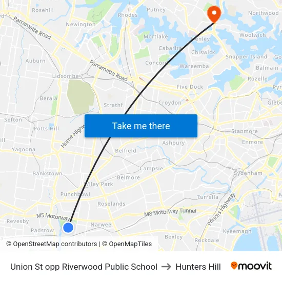 Union St opp Riverwood Public School to Hunters Hill map
