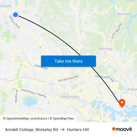 Arndell College, Wolseley Rd to Hunters Hill map