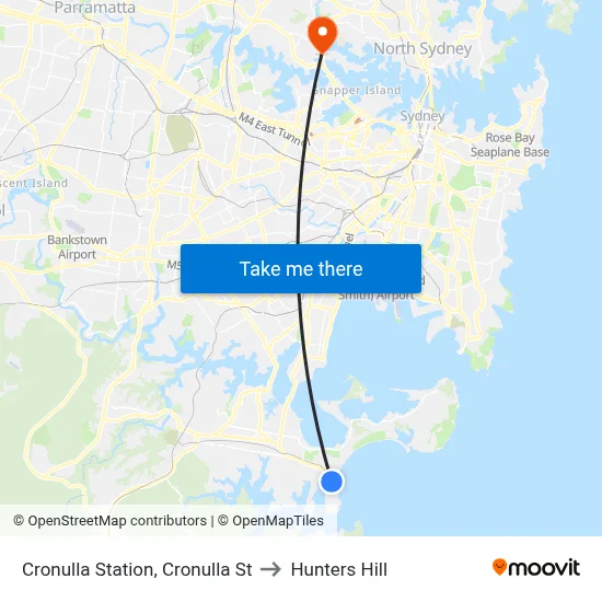 Cronulla Station, Cronulla St to Hunters Hill map