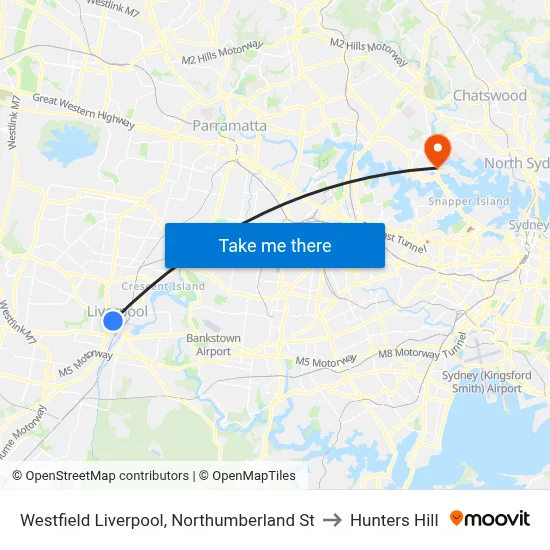 Westfield Liverpool, Northumberland St to Hunters Hill map