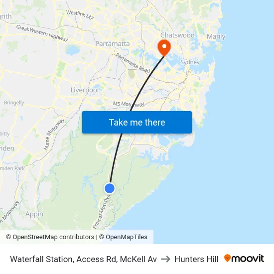 Waterfall Station, Access Rd, McKell Av to Hunters Hill map