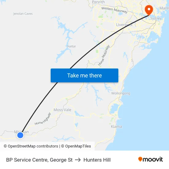 BP Service Centre, George St to Hunters Hill map