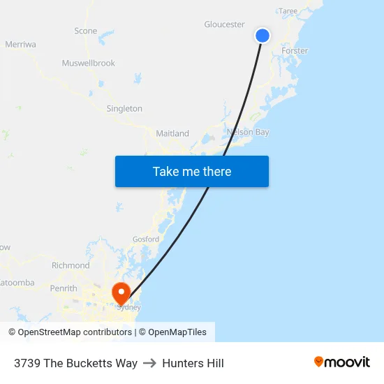 3739 The Bucketts Way to Hunters Hill map