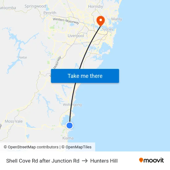 Shell Cove Rd after Junction Rd to Hunters Hill map