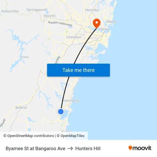 Byamee St at Bangaroo Ave to Hunters Hill map