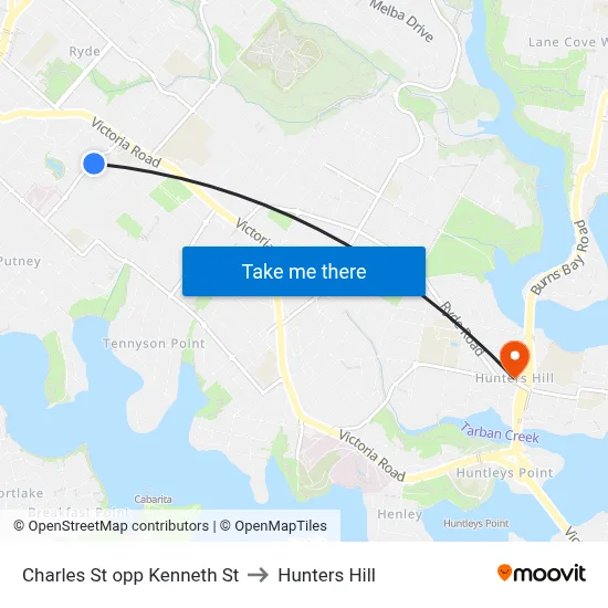 Charles St opp Kenneth St to Hunters Hill map