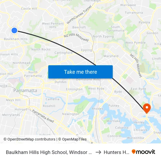 Baulkham Hills High School, Windsor Rd to Hunters Hill map