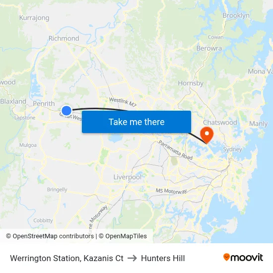 Werrington Station, Kazanis Ct to Hunters Hill map