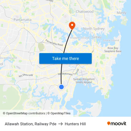 Allawah Station, Railway Pde to Hunters Hill map