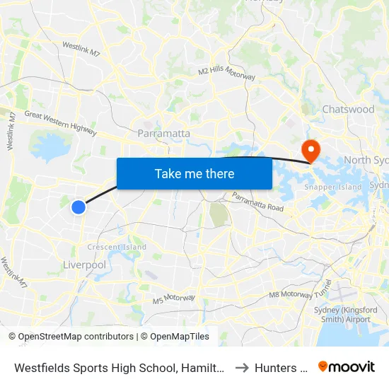 Westfields Sports High School, Hamilton Rd to Hunters Hill map
