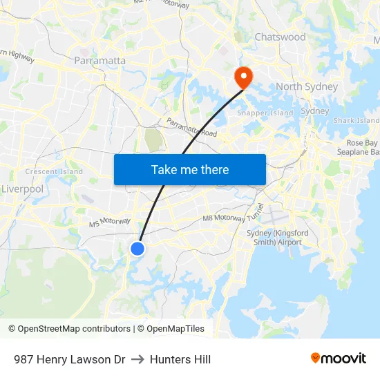 987 Henry Lawson Dr to Hunters Hill map