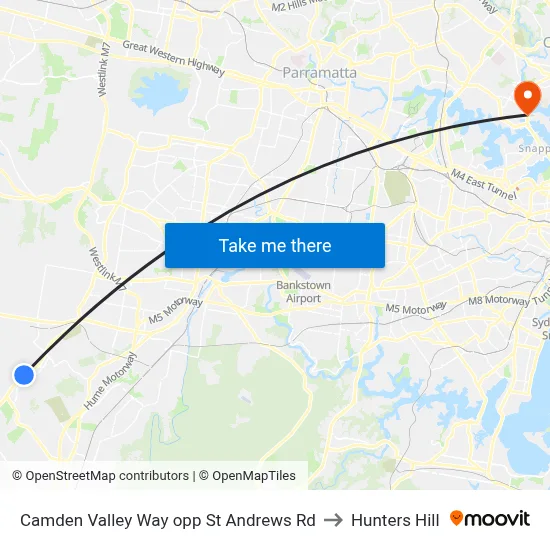 Camden Valley Way opp St Andrews Rd to Hunters Hill map
