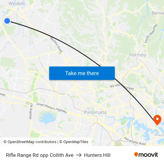 Rifle Range Rd opp Collith Ave to Hunters Hill map