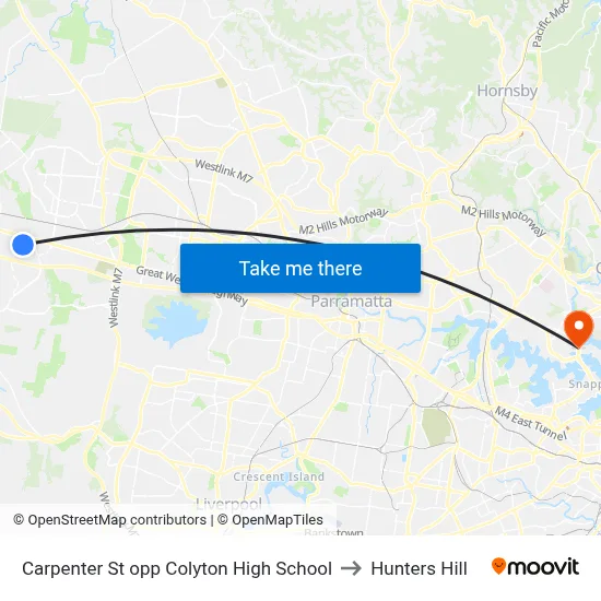 Carpenter St opp Colyton High School to Hunters Hill map