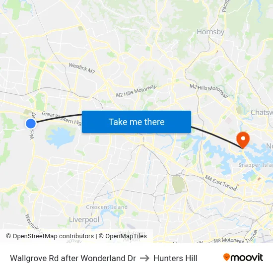 Wallgrove Rd after Wonderland Dr to Hunters Hill map