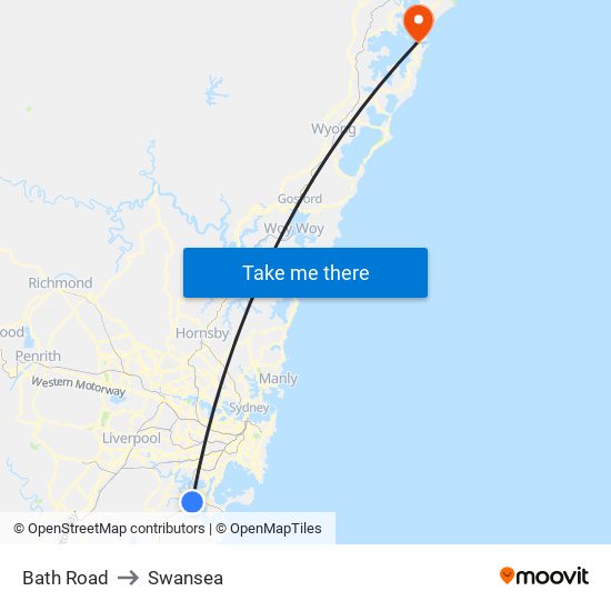 Bath Road to Swansea map