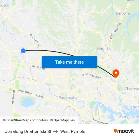 Jerralong Dr after Isla St to West Pymble map