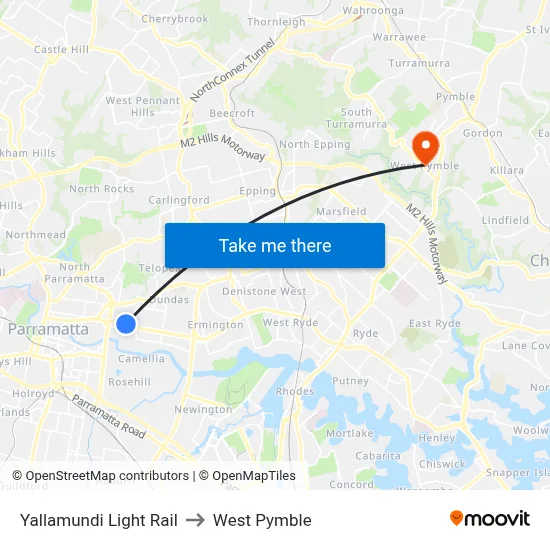 Yallamundi Light Rail to West Pymble map