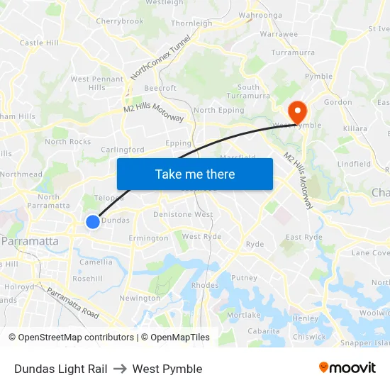 Dundas Light Rail to West Pymble map