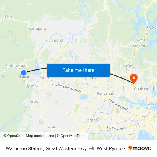 Warrimoo Station, Great Western Hwy to West Pymble map