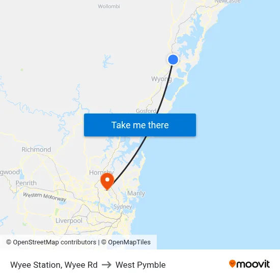 Wyee Station, Wyee Rd to West Pymble map