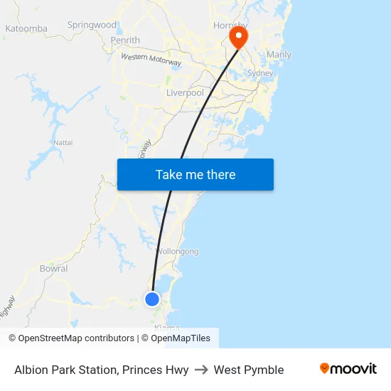 Albion Park Station, Princes Hwy to West Pymble map