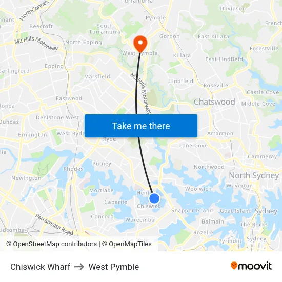 Chiswick Wharf to West Pymble map