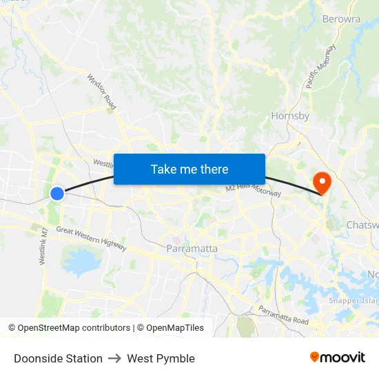 Doonside Station to West Pymble map
