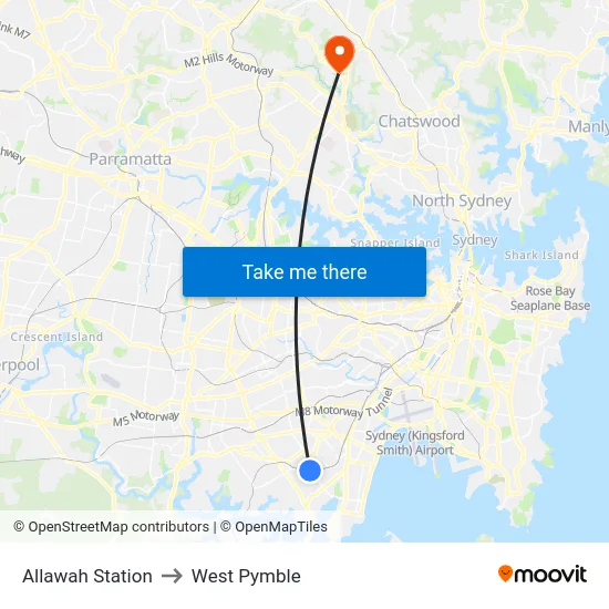 Allawah Station to West Pymble map