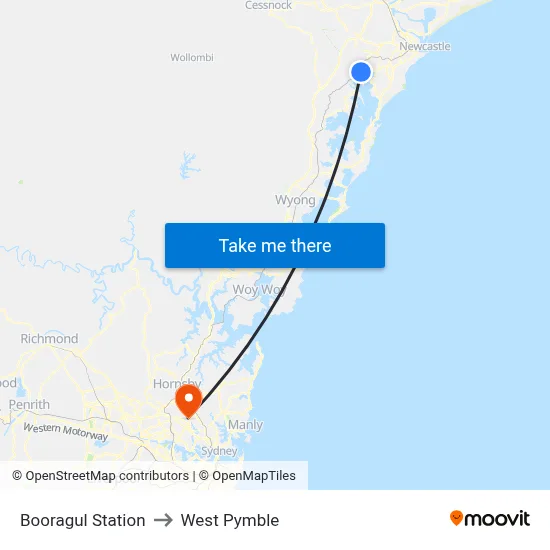 Booragul Station to West Pymble map