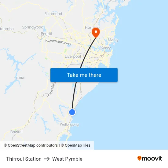 Thirroul Station to West Pymble map