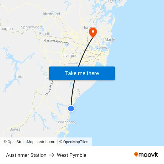 Austinmer Station to West Pymble map