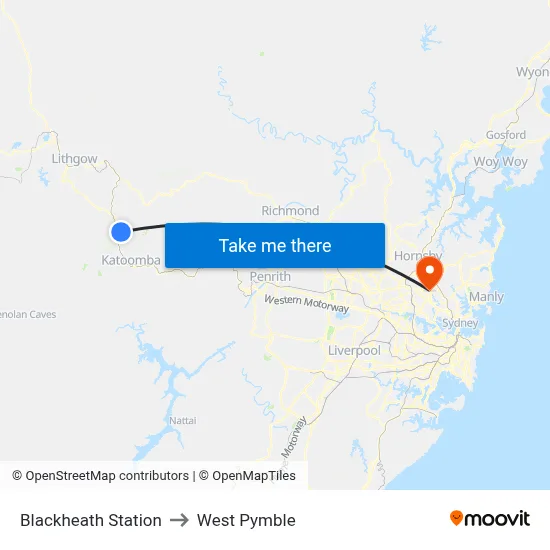 Blackheath Station to West Pymble map
