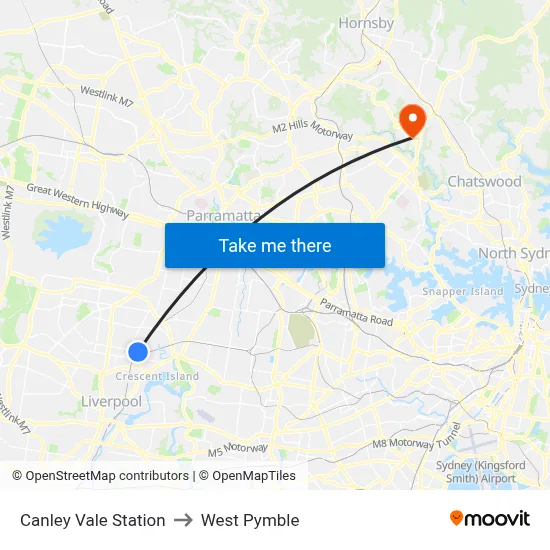 Canley Vale Station to West Pymble map