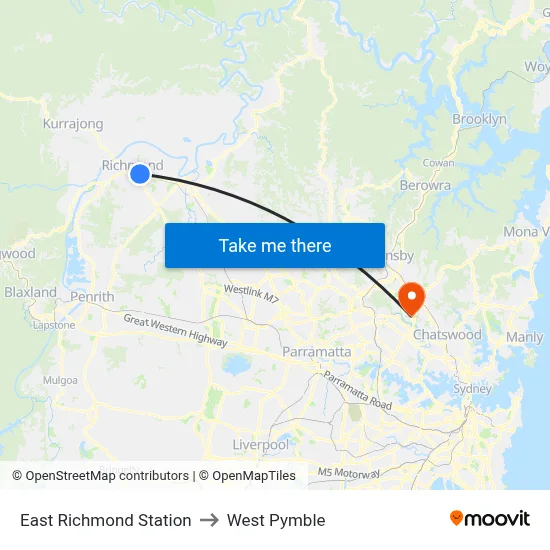 East Richmond Station to West Pymble map
