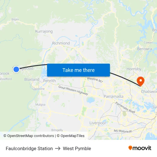 Faulconbridge Station to West Pymble map