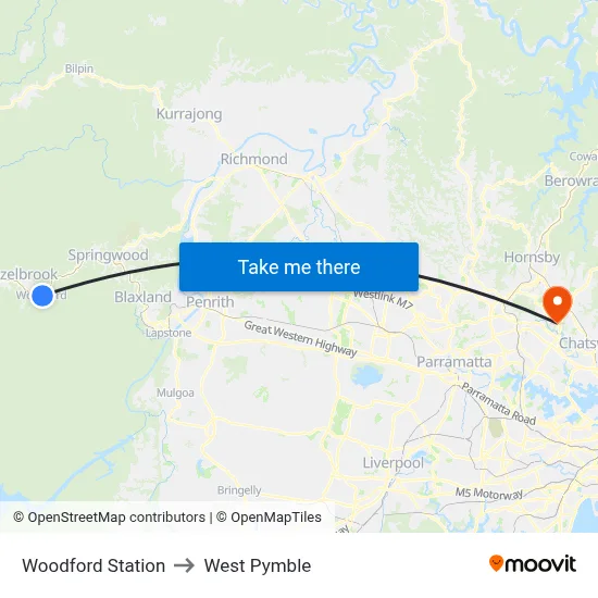 Woodford Station to West Pymble map