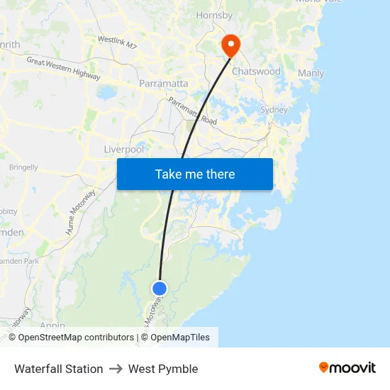 Waterfall Station to West Pymble map