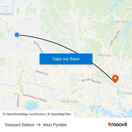 Vineyard Station to West Pymble map