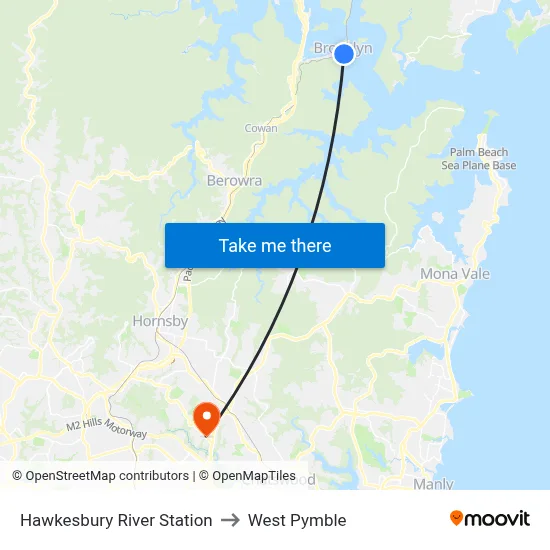 Hawkesbury River Station to West Pymble map