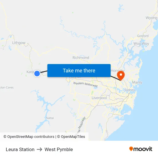 Leura Station to West Pymble map