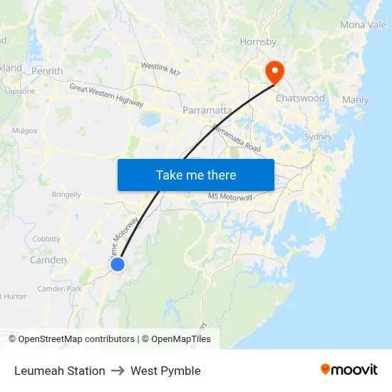 Leumeah Station to West Pymble map